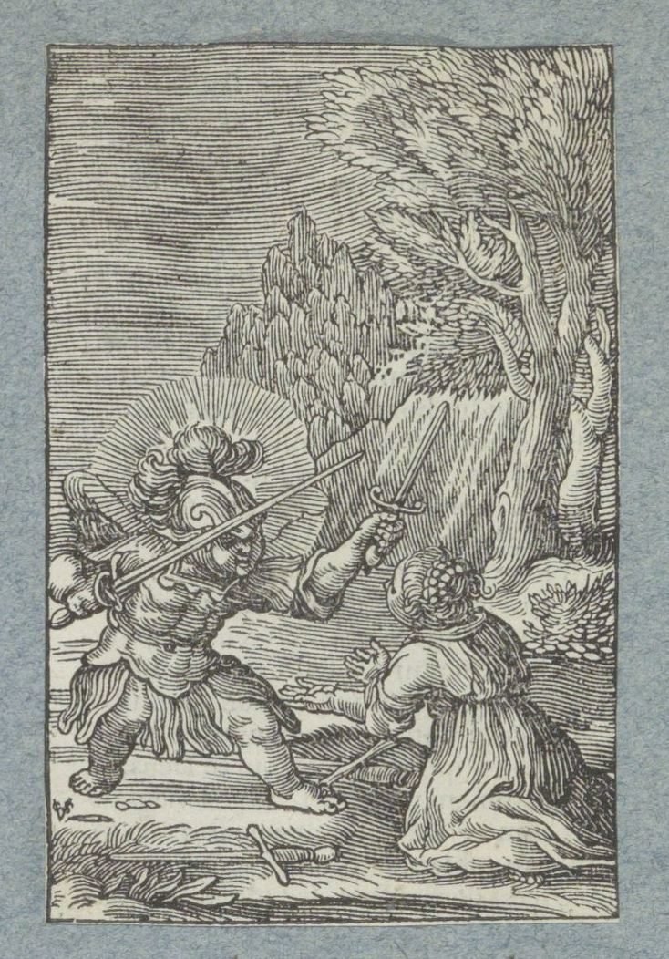 Un niño se rinde ante un ángel vestido de caballero
Pia Desideria (título de la serie) de Christoffel van Sichem (II)