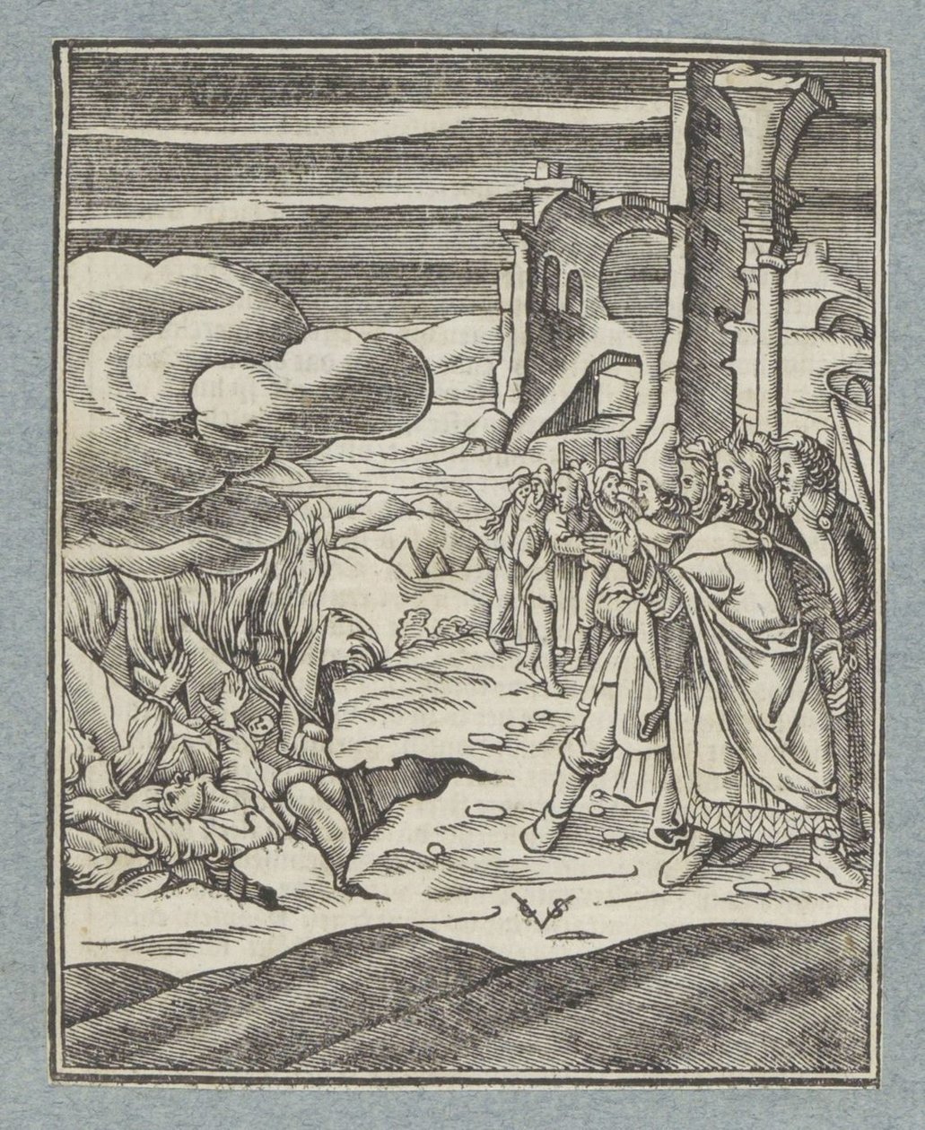 Korach, Datan y Abiram y sus familias son tragados por la tierra de Christoffel van Sichem (II)