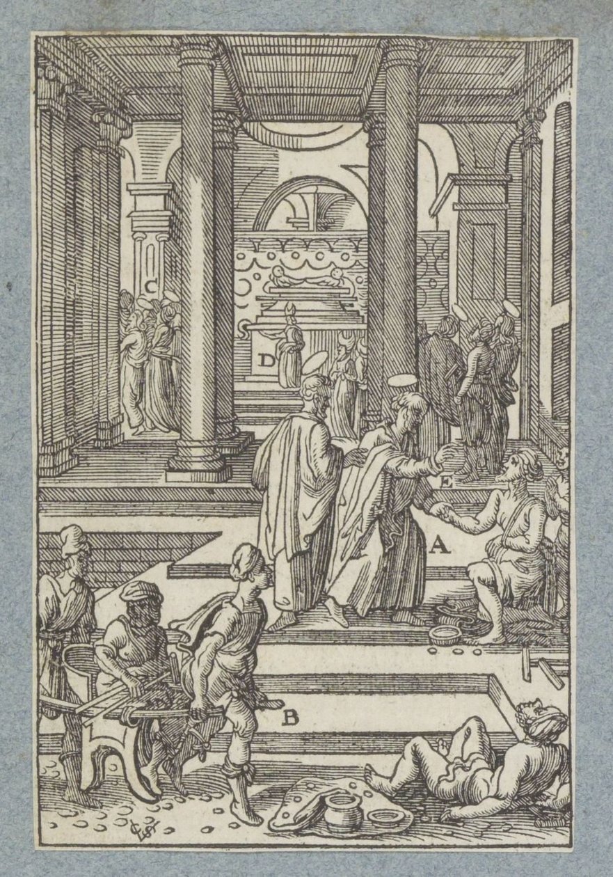 Pedro cura a un paralítico. de Christoffel van Sichem (II)