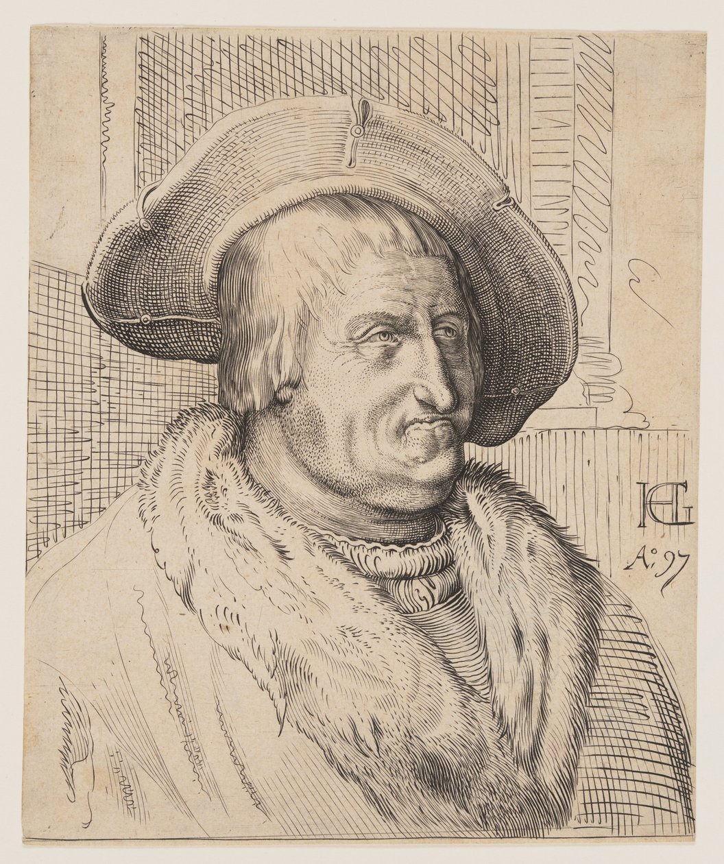 Retrato fantástico de un anciano con sombrero de Christoffel van Sichem I