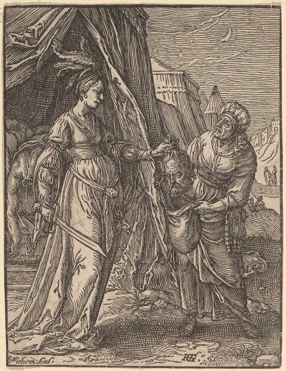 Judith con la Cabeza de Holofernes de Christoffel van Sichem I, after Hendrik Goltzius