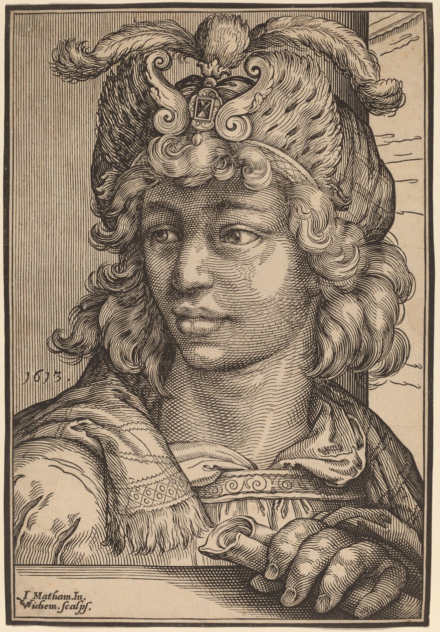 Busto de un joven de Christoffel van Sichem I after Jacob Matham