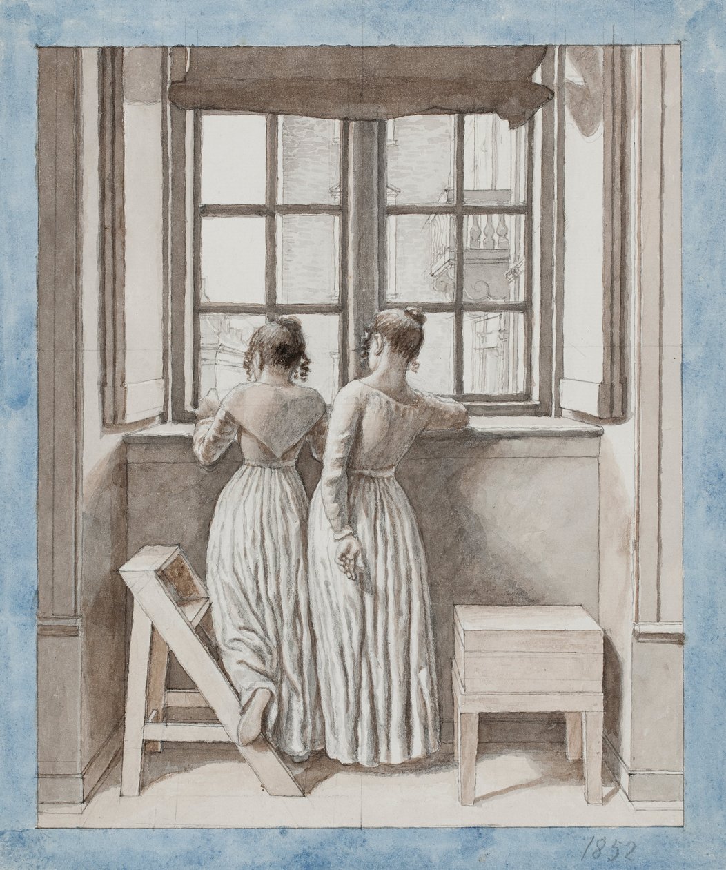 En una ventana en el estudio del artista de Christoffer Wilhelm Eckersberg