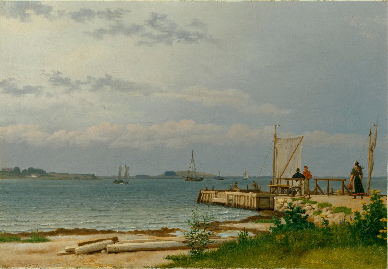 Vista hacia Koster desde el embarcadero en Kallehave de Christoffer Wilhelm Eckersberg