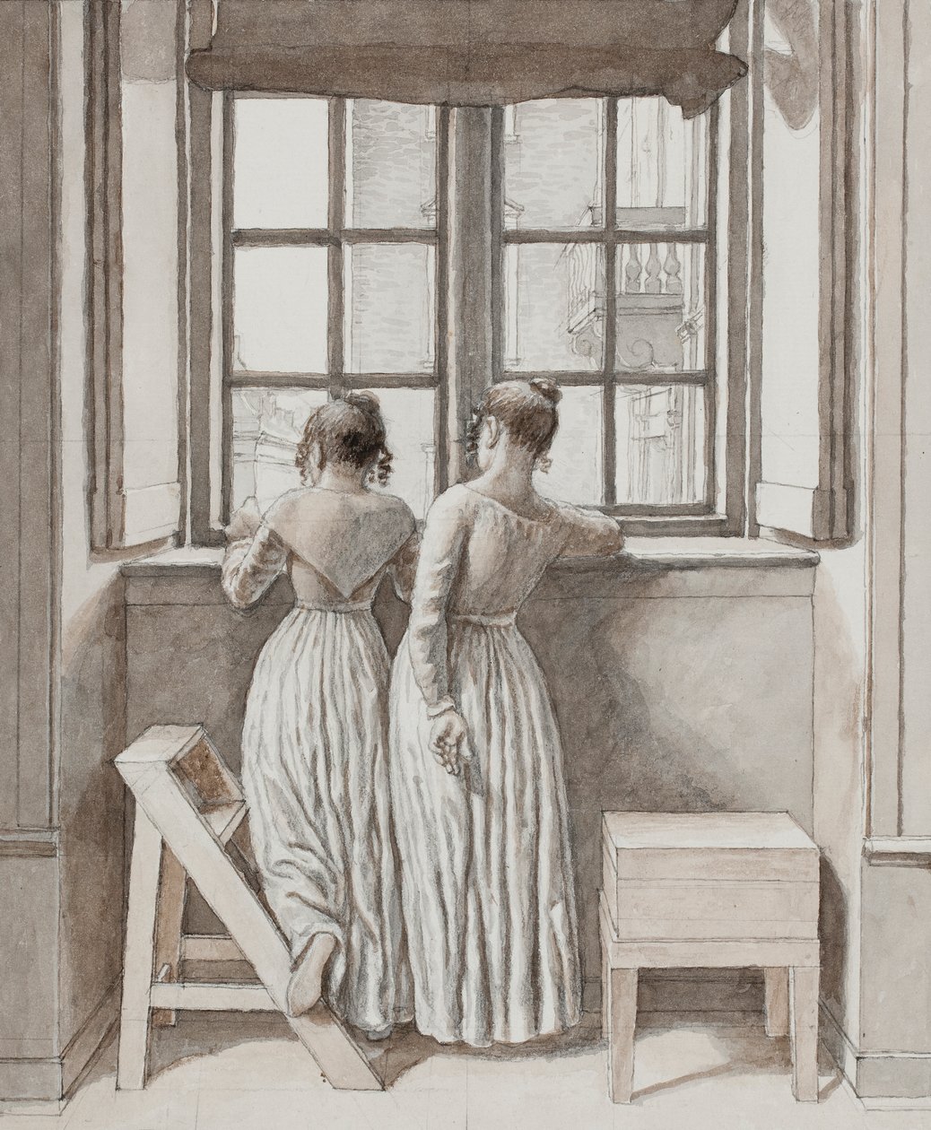 En una ventana en el estudio del artista, 1852 de Christoffer Wilhelm Eckersberg
