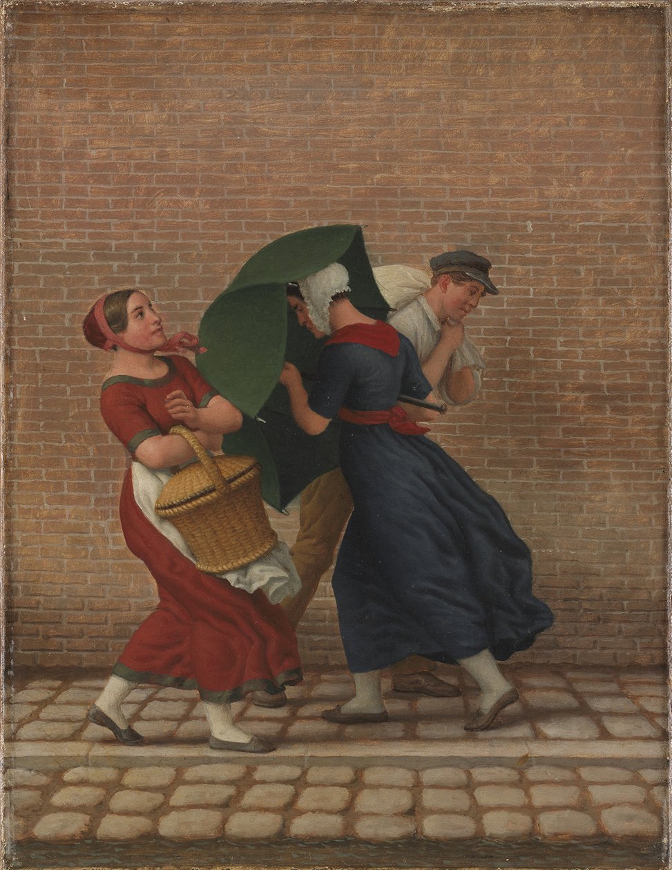 Escena callejera en clima ventoso y lluvioso, 26 de noviembre de 1846 de Christoffer Wilhelm Eckersberg