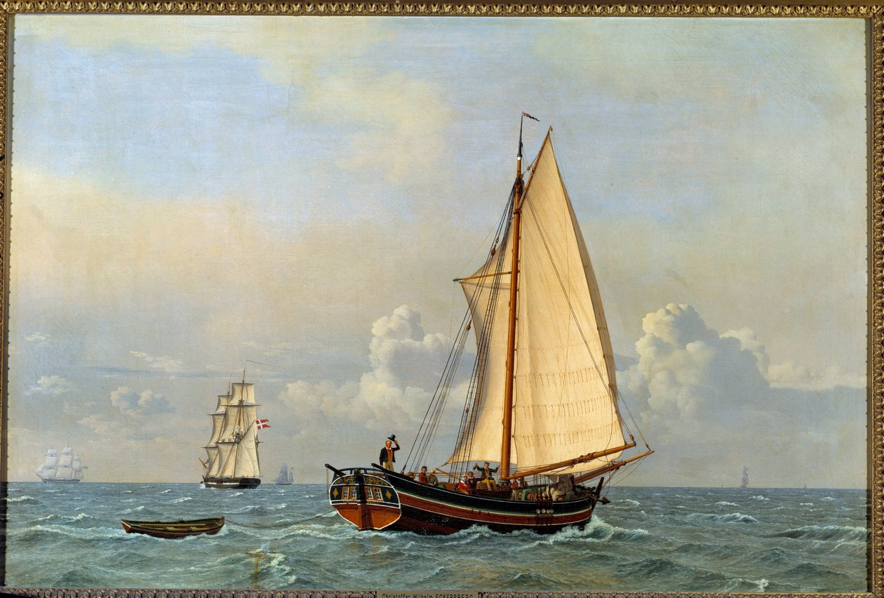 Un antiguo transatlántico danés con viento de popa en 1831 de Christoffer Wilhelm Eckersberg