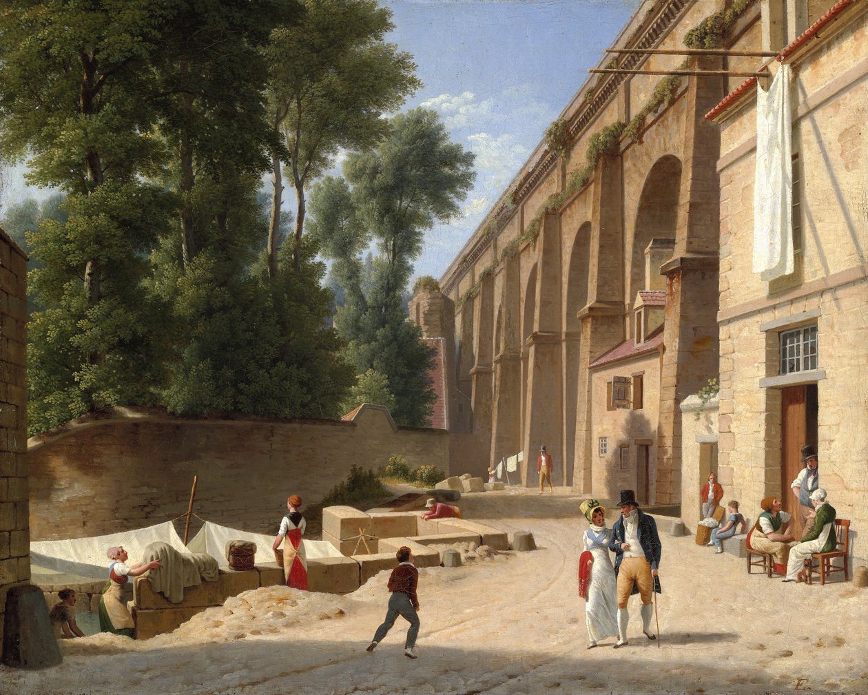 Danés:  Akvædukten i Arcueil Paisaje bajo el acueducto de Arcueil, cerca de París de Christoffer Wilhelm Eckersberg