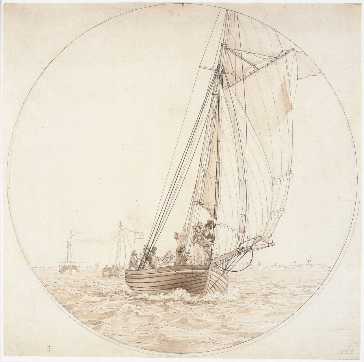 Danés: Un viaje a Charlottenlund. El vapor Caledonia se encuentra con un barco de recreo Un viaje a Charlottenlund de Christoffer Wilhelm Eckersberg