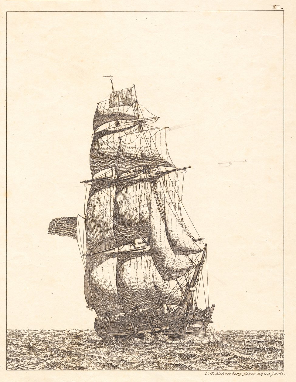Danés:  Un bergantín norteamericano de Christoffer Wilhelm Eckersberg
