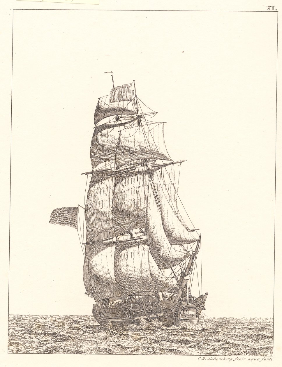 Danés:  Un bergantín norteamericano de Christoffer Wilhelm Eckersberg