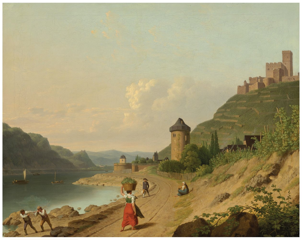 Figuras en una pista junto al Rin de Christoffer Wilhelm Eckersberg
