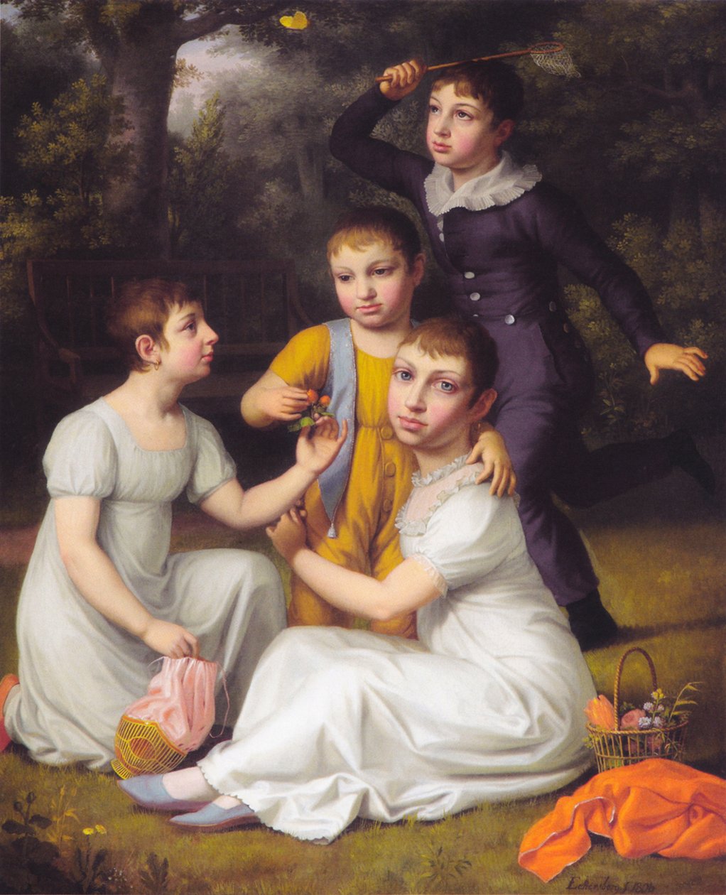 Retrato de los cuatro hijos mayores de Johannes Søbøtker en Hummeltofte. de Christoffer Wilhelm Eckersberg