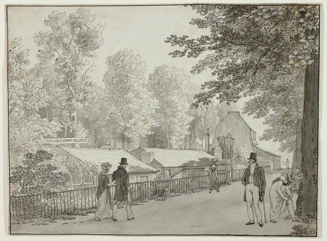 Relais, Avenida de los Campos Elíseos, París (recto); Escena de la vida de Odiseo (verso) de Christoffer Wilhelm Eckersberg