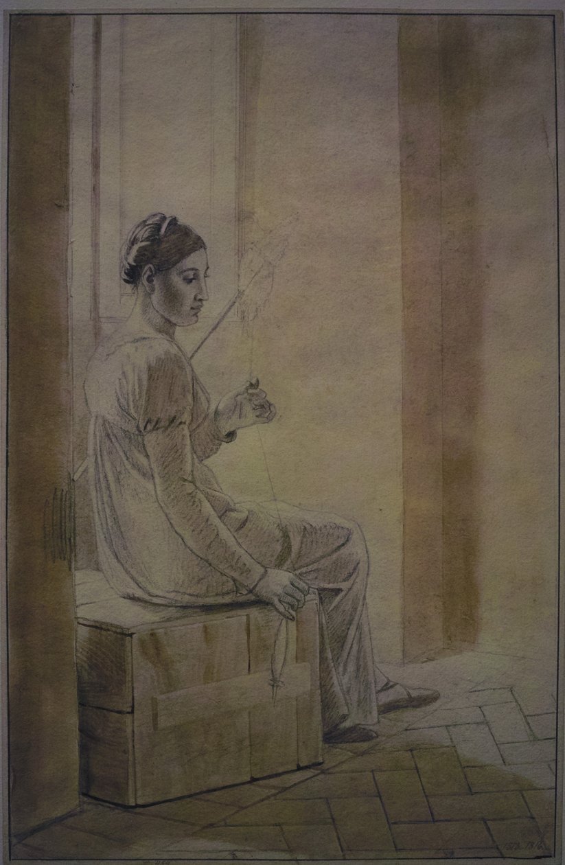 Joven romana sentada en una caja de madera de Christoffer Wilhelm Eckersberg