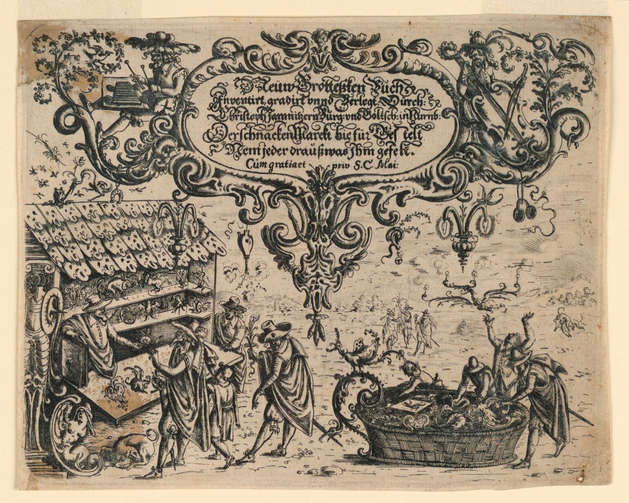 Página de título de Neüw Grotteßken Buch (Nuevo libro grotesco) de Christoph Jamnitzer