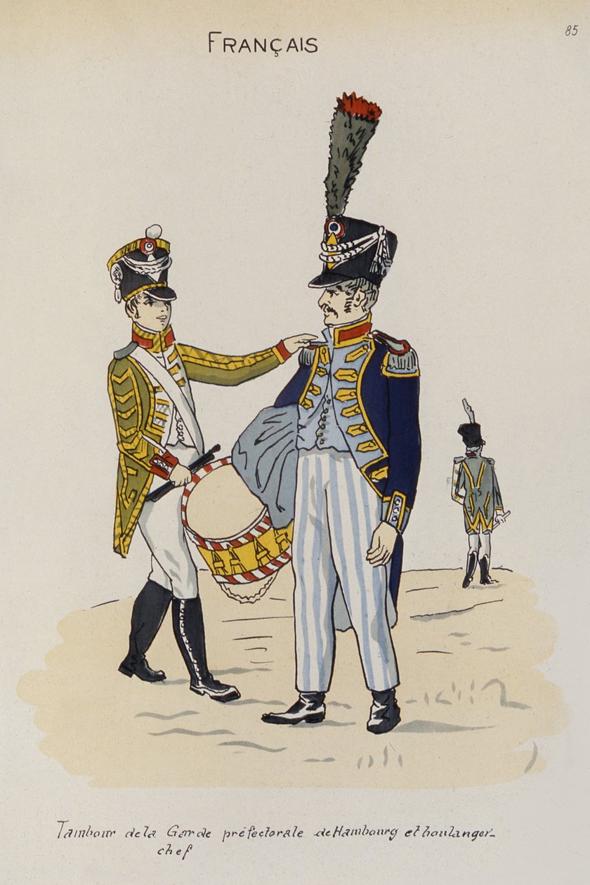 Un Tamborilero y Maestro Panadero de la Guardia Prefectural de Hamburgo, c.1806 de Christoph Suhr