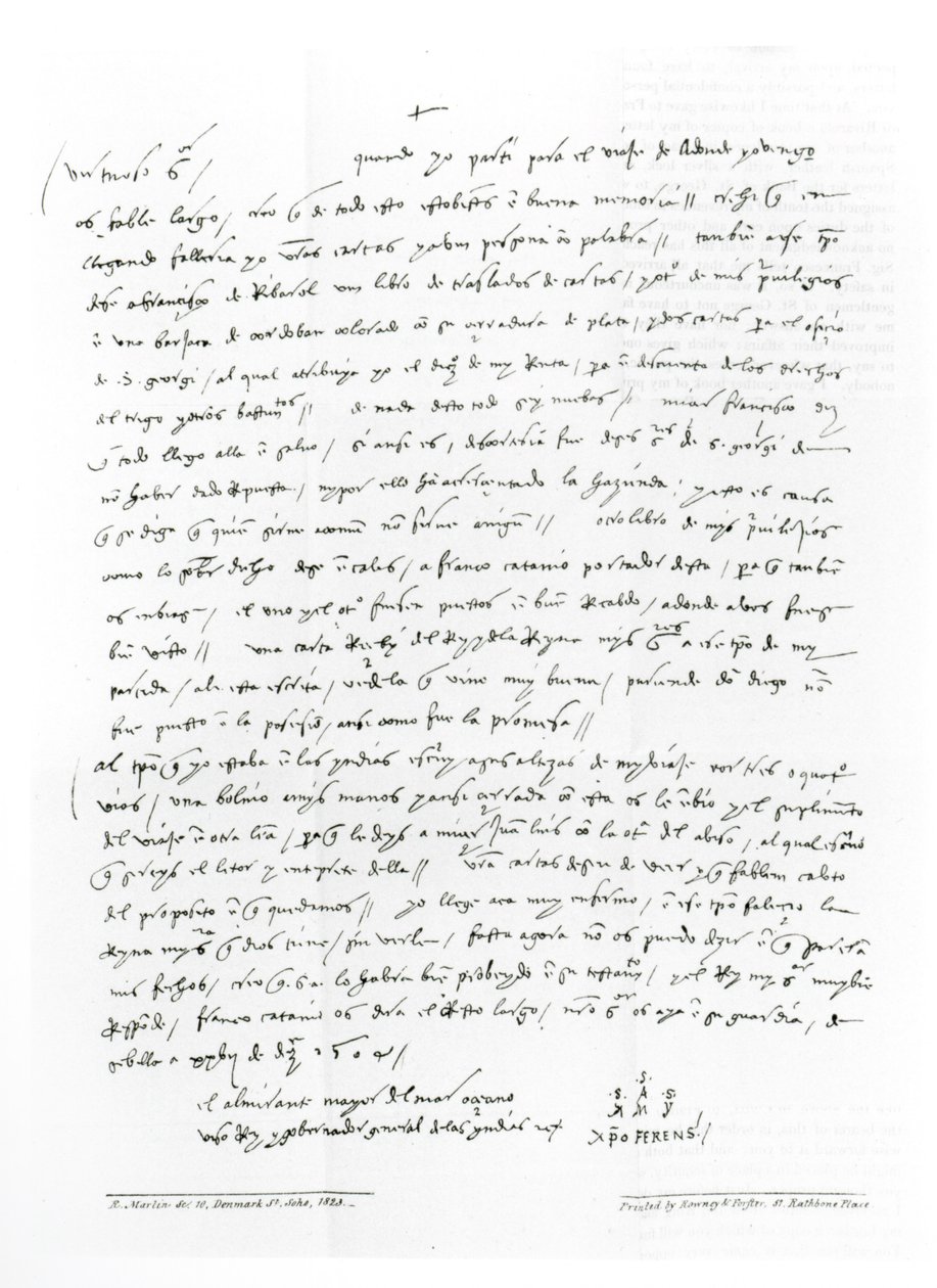 Carta de Colón fechada en diciembre de 1504 dirigida al Doctor Oderigo, de 