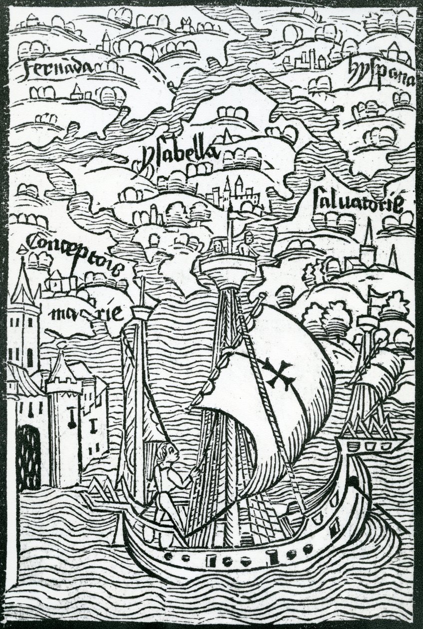Mapa que describe las islas de Salvador, Española, Fernanda, Isabella y Concepción, 1493 de Christopher Columbus