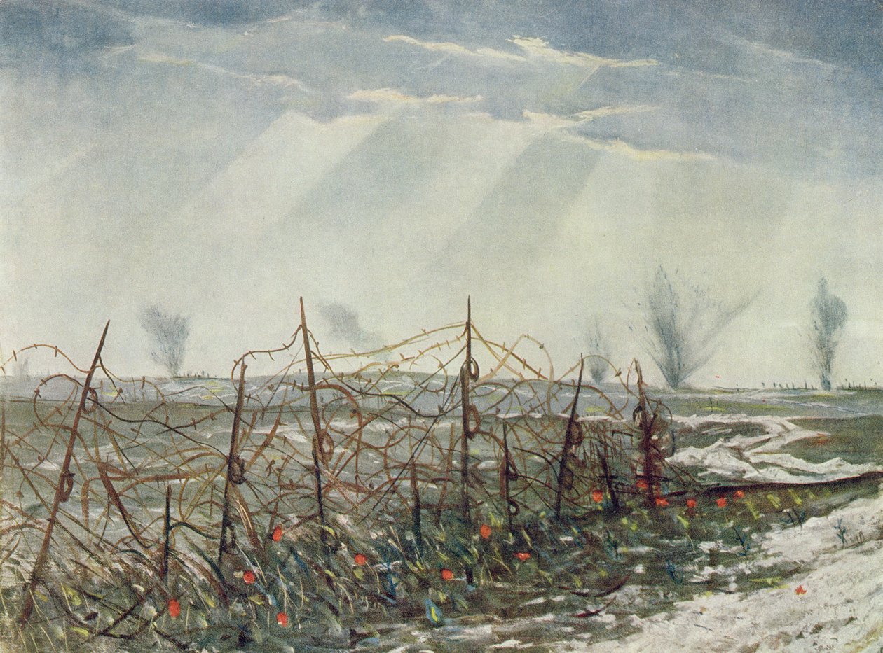Desde una trinchera de primera línea, de Artistas Británicos en el Frente, Continuación del Frente Occidental, 1918 de Christopher Richard Wynne Nevinson