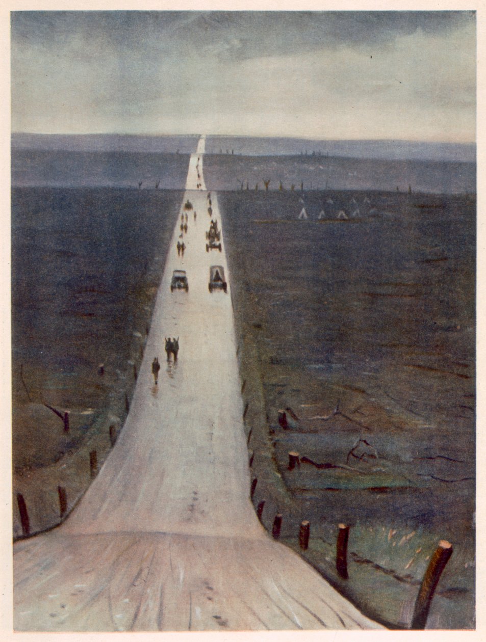 El Camino de Arras a Bapaume, de Artistas Británicos en el Frente, Continuación del Frente Occidental, 1918 de Christopher Richard Wynne Nevinson