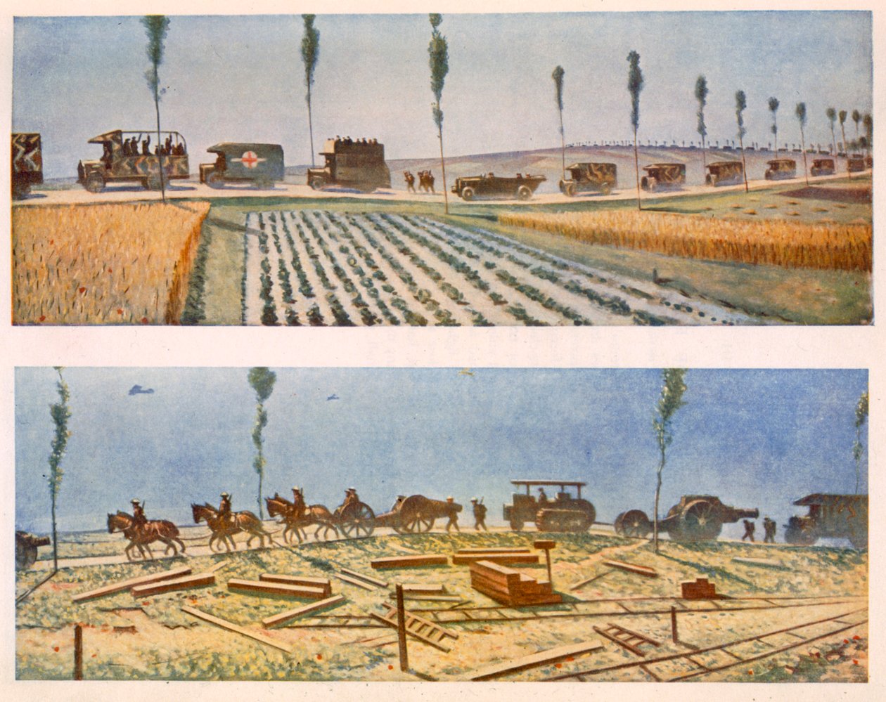 Las Carreteras de Francia, A y B, de Artistas Británicos en el Frente, Continuación del Frente Occidental, 1917 de Christopher Richard Wynne Nevinson
