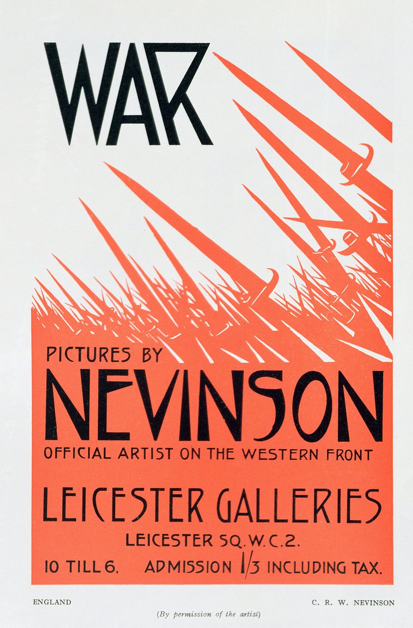Imágenes de Guerra por Nevinson, Artista Oficial en el Frente Occidental, cartel para una exposición de Christopher Richard Wynne Nevinson