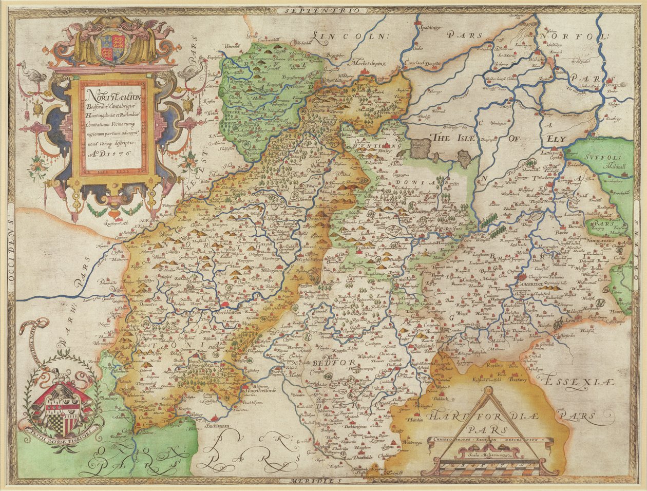 Mapa de Northampton y condados adyacentes, de 