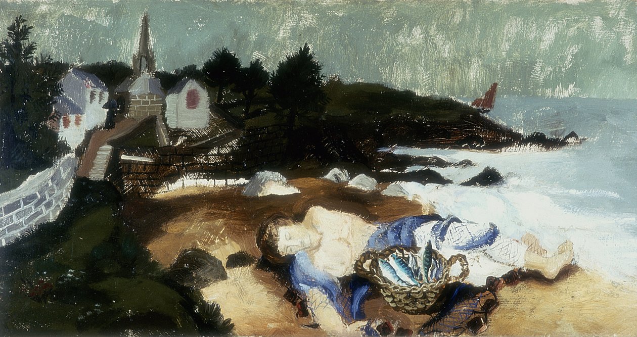 Pescador durmiendo, Ploar, Bretaña, 1930 de Christopher Wood