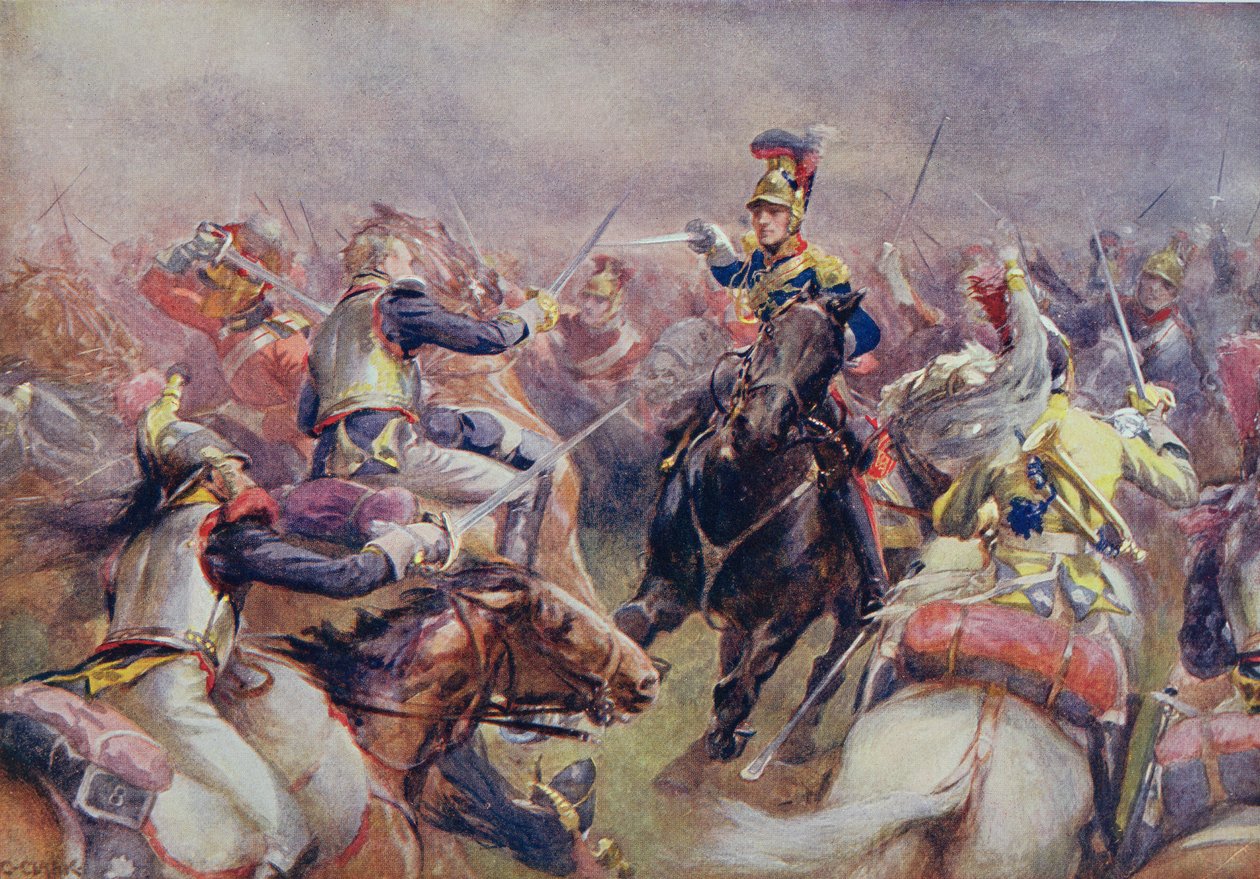 La Carga de la Brigada Pesada contra los Coraceros Franceses en Waterloo, de 