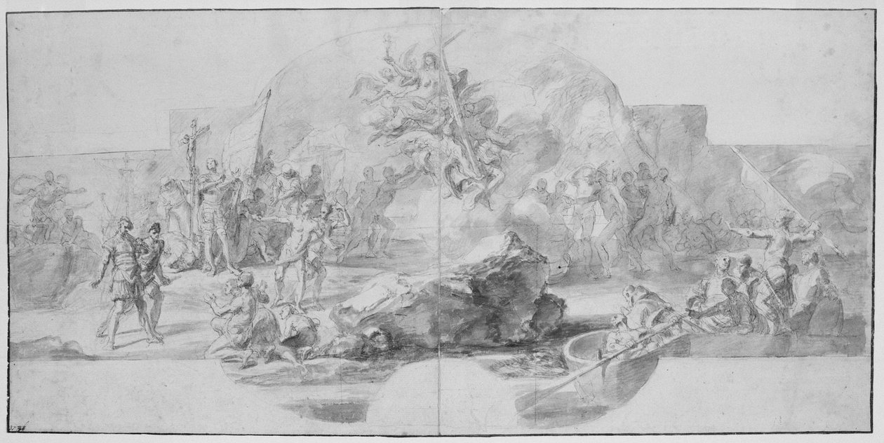 El Desembarco de Colón en América, estudio para una pintura (destruida en 1777) para la Sala del Minor Consiglio, Palazzo Ducale, Génova de Christopher Columbus