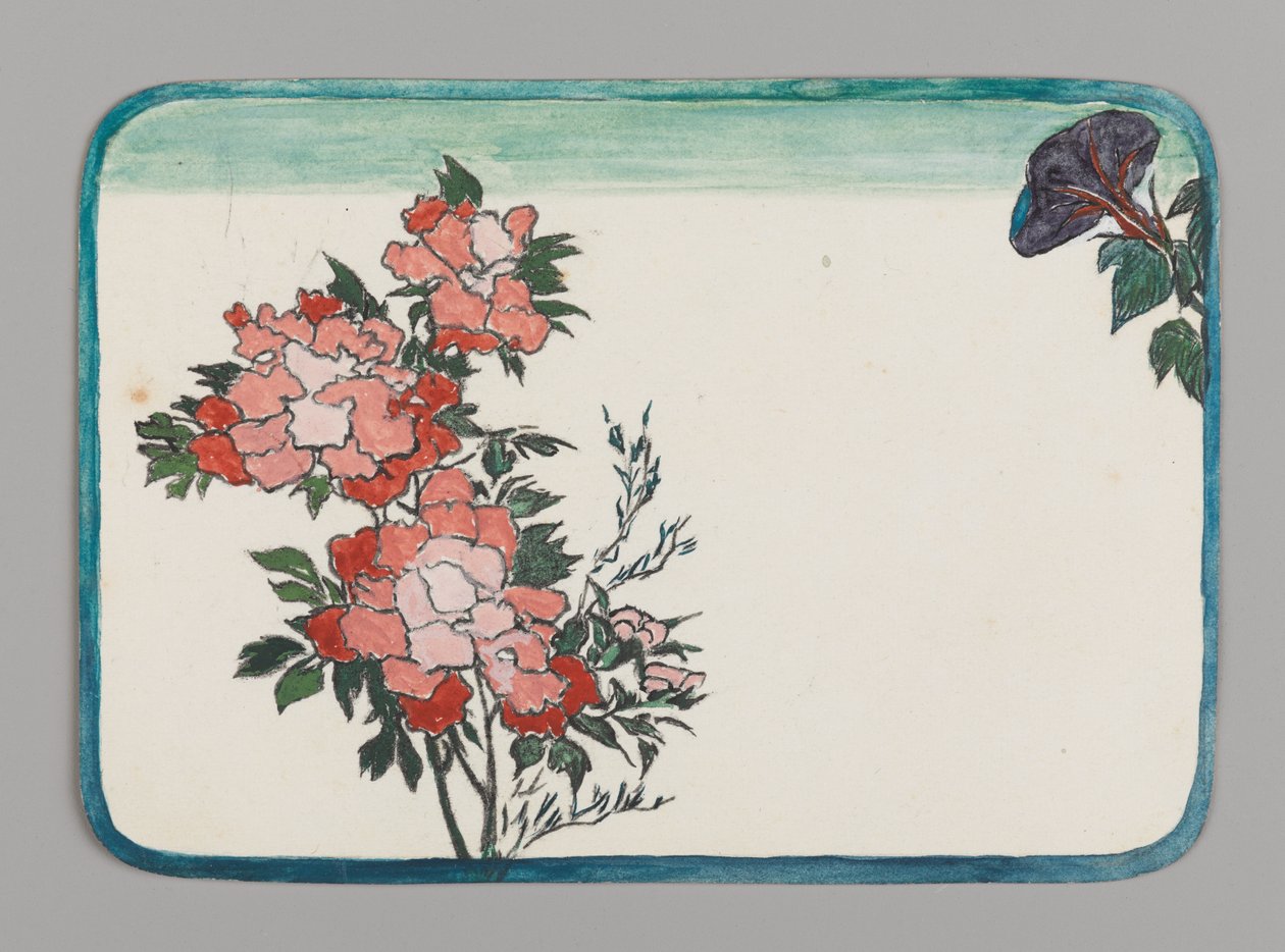 Pequeña tarjeta con crisantemos y gloria de la mañana, ca. 1880. Acuarela de Christopher Grant La Farge