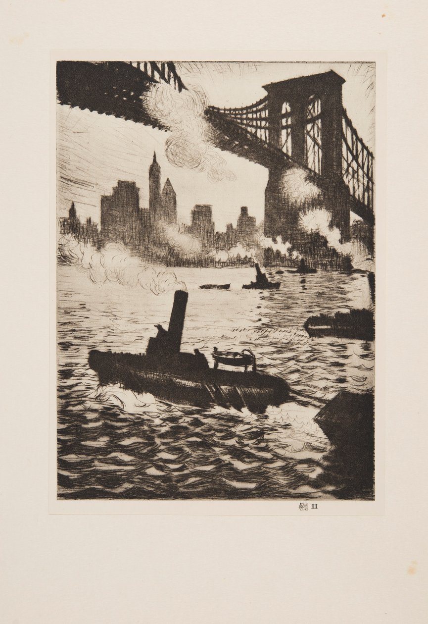 Bajo el Puente de Brooklyn, pub 1921 de Christopher Richard Wynne Nevinson