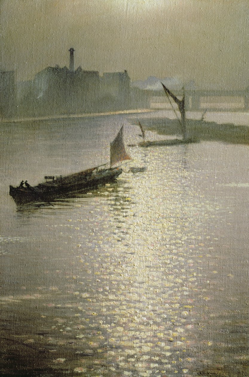Desde el Puente de Waterloo: El sol atravesando la niebla, c.1924 de Christopher Richard Wynne Nevinson