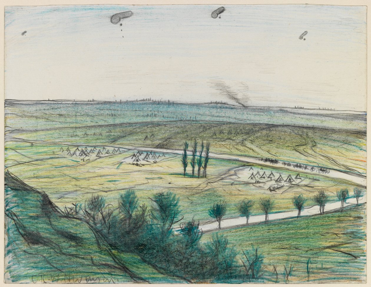 Paisaje con globos de observación de Christopher Richard Wynne Nevinson