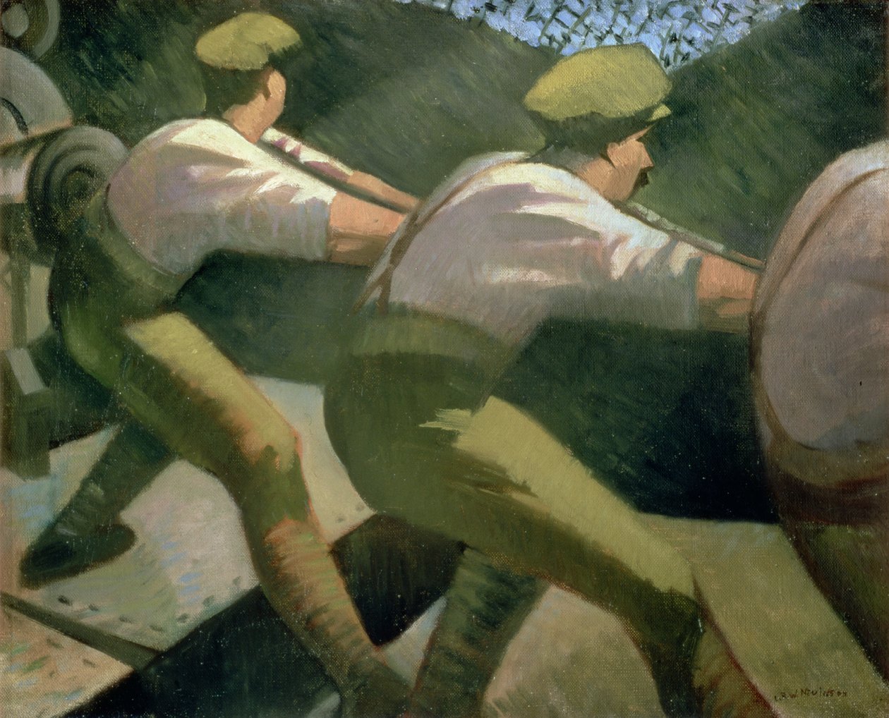 Cargando un Arma en las Trincheras, 1918 de Christopher Richard Wynne Nevinson