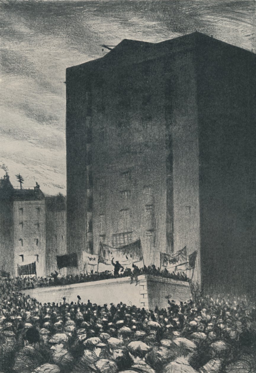 La huelga ferroviaria - Reunión en Tower Hill, 1919, 1920 de Christopher Richard Wynne Nevinson