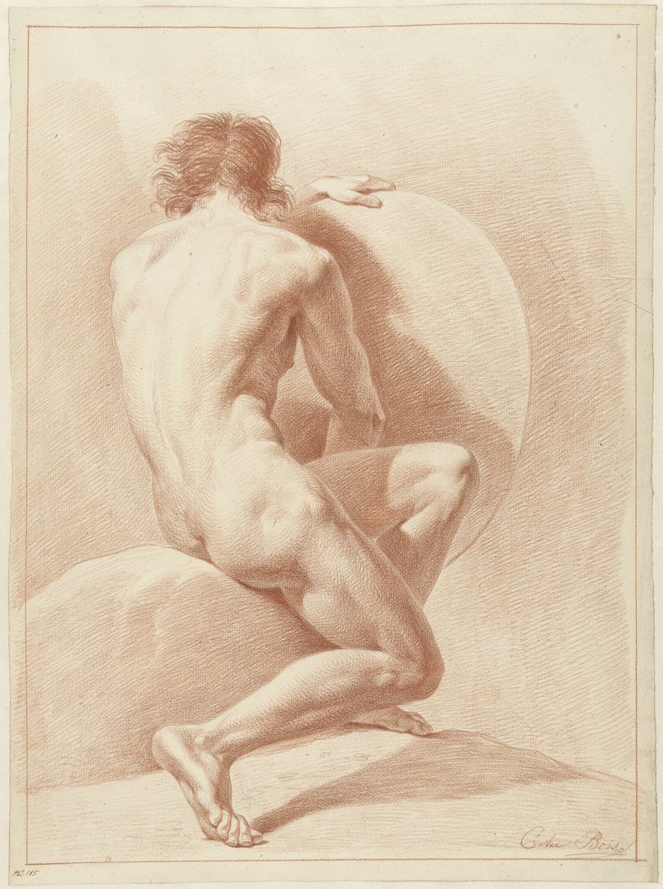 Desnudo masculino sentado, visto desde atrás de Chrétien Dubois