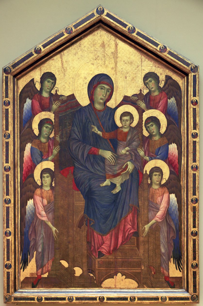 La Virgen y el Niño en majestad rodeados de seis ... de Cimabue (c.1240 c.1301)