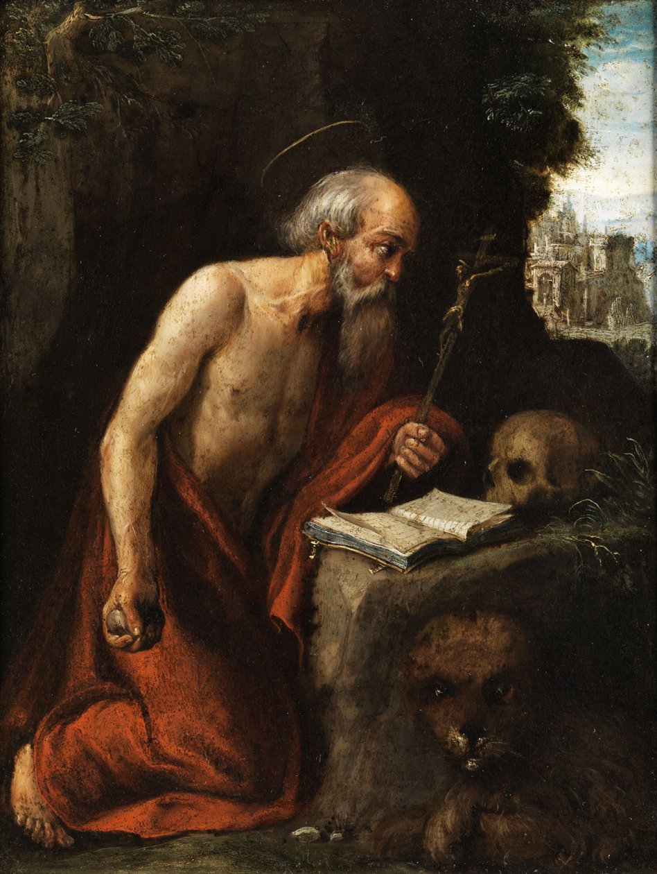 San Jerónimo en oración penitente de Circle of Adam Elsheimer