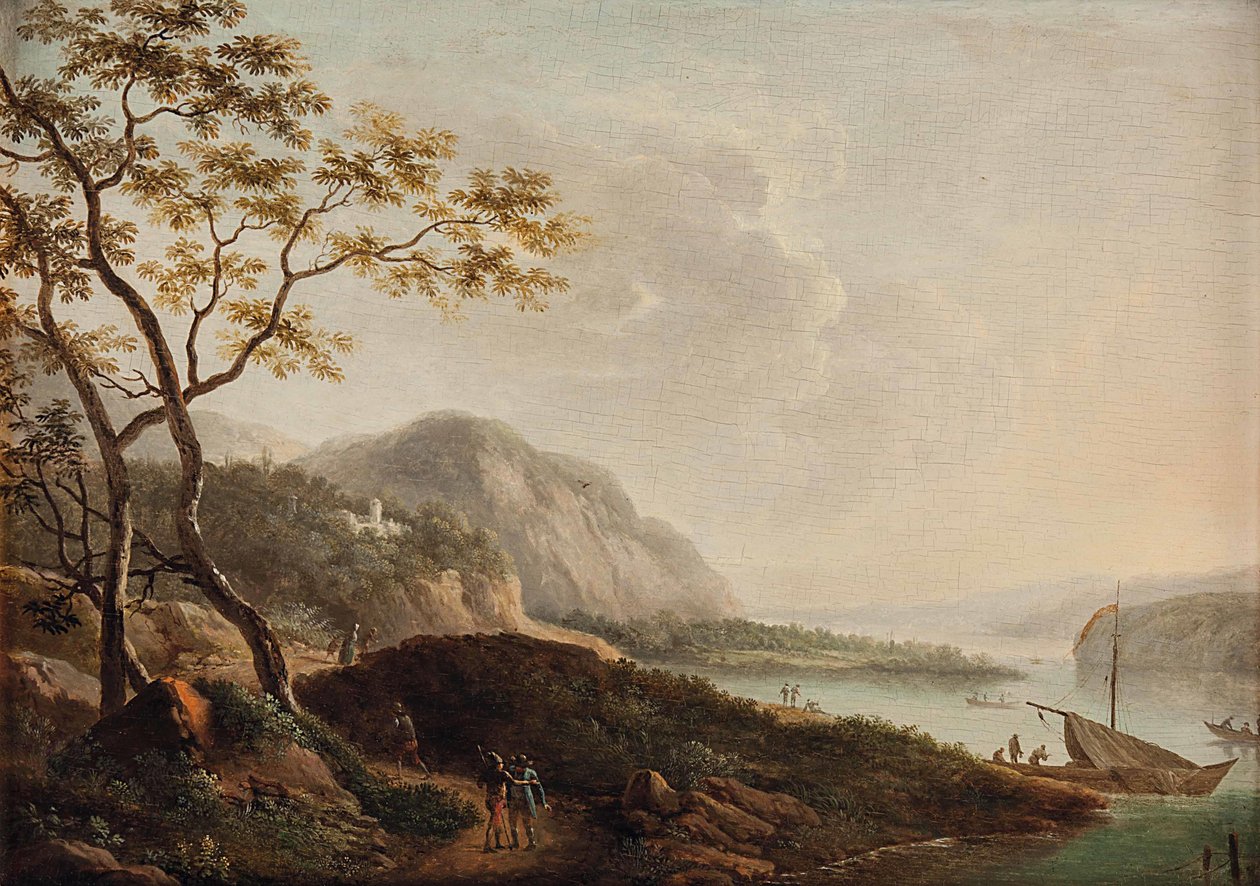 Paisaje Lacustre del Sur con Figuras de Circle of Jacob Philipp Hackert