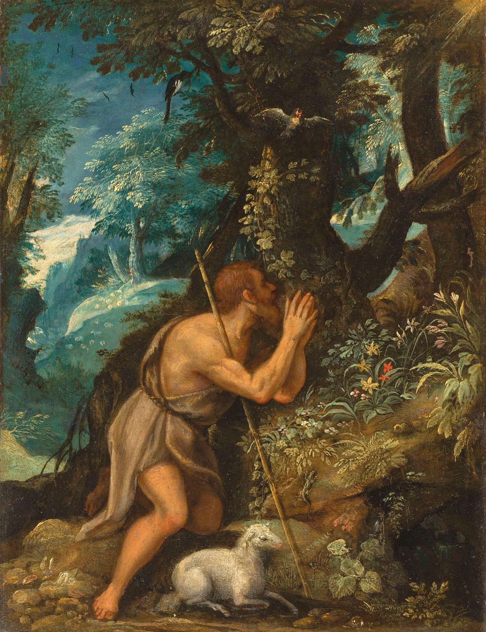San Juan en el desierto de Circle of Adam Elsheimer