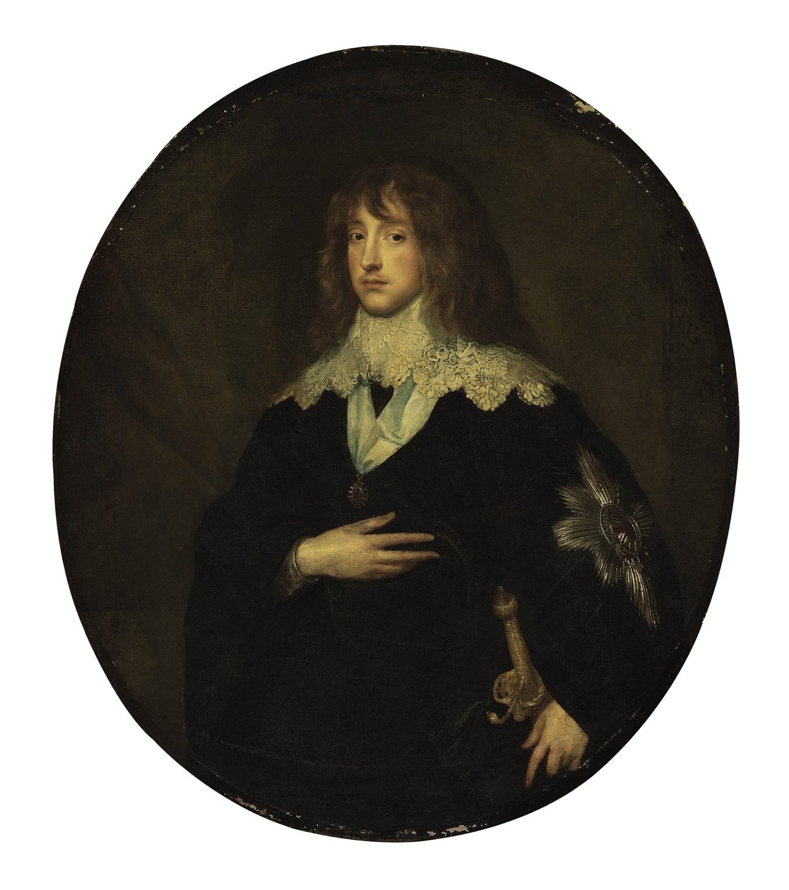 Retrato del Príncipe Carlos Luis, Elector Palatino (1617-1680) como Caballero de la Orden de la Jarretera de Circle of Anthony van Dyck