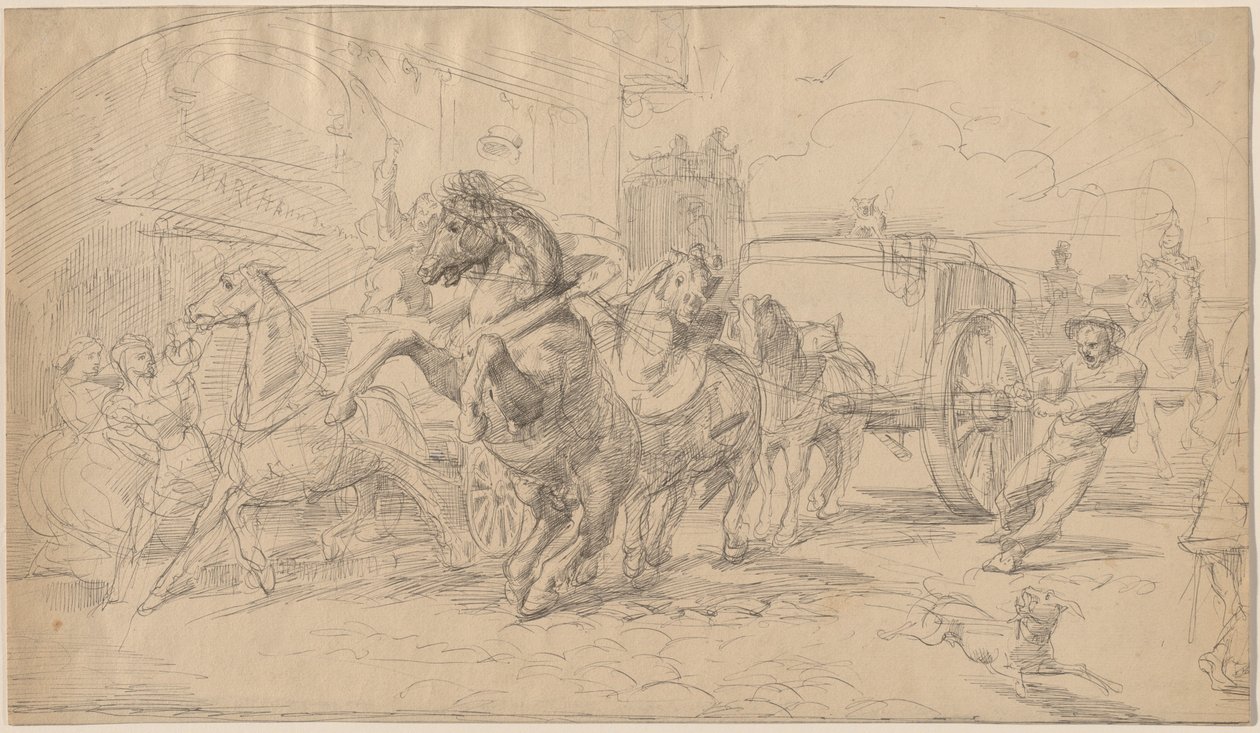 El carruaje fugitivo de Circle of Eugène Delacroix