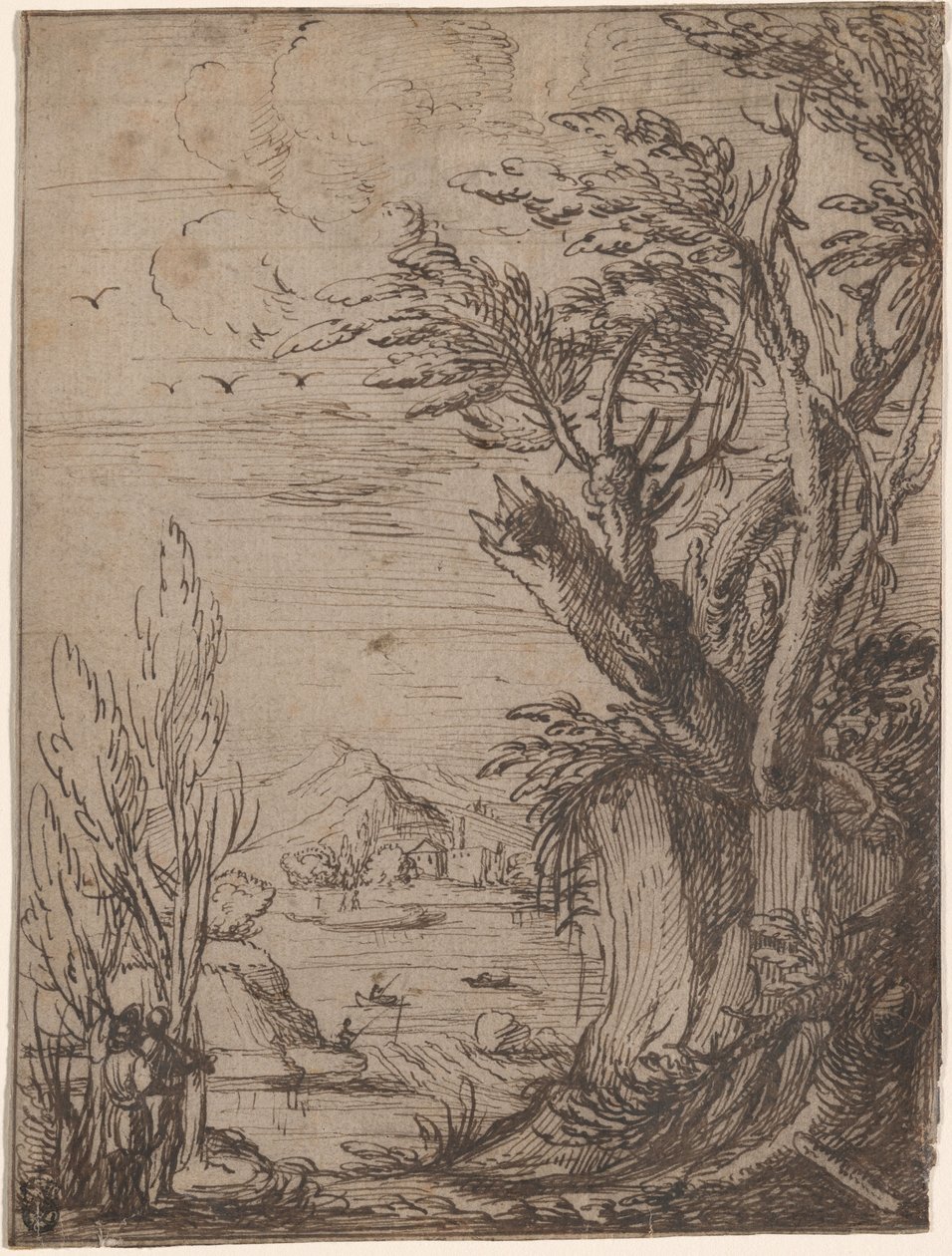 Paisaje con Árboles Retorcidos y Pescador de Circle of Jacques de Gheyn