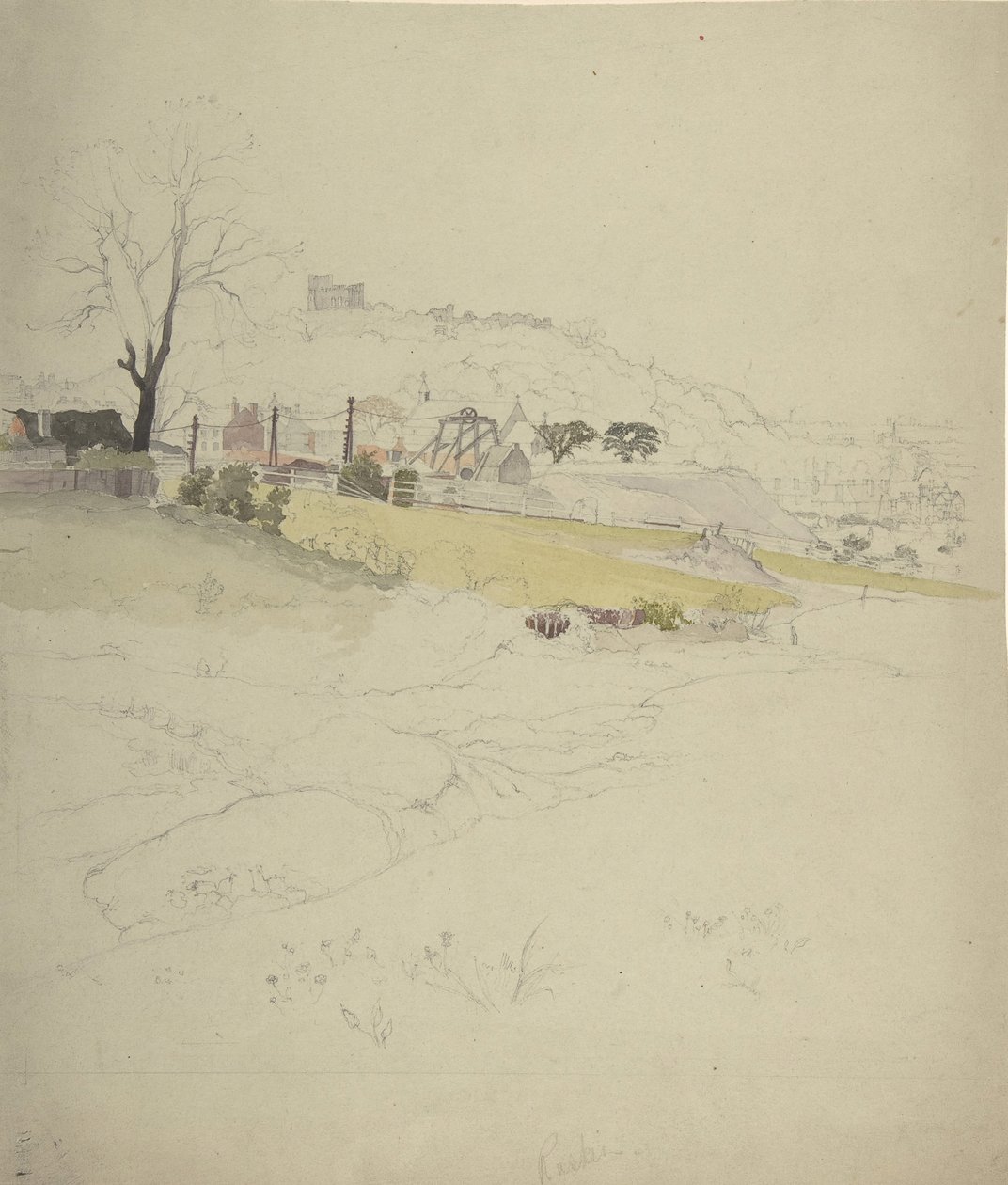 Vista de una mina en el borde de una ciudad, 1840-49 de Circle of John Ruskin.