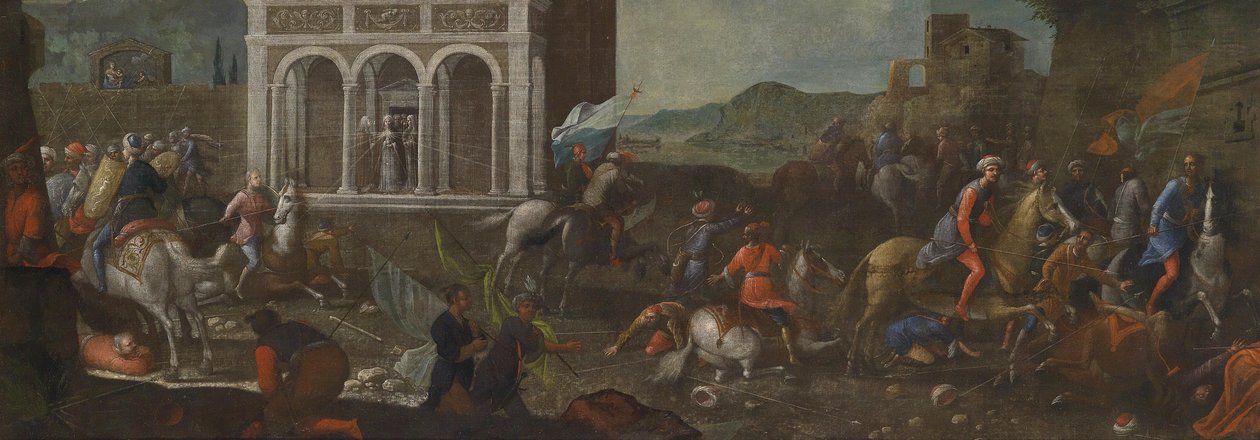   Santa Catalina de Siena defendiendo una ciudad contra los turcos de circle of Vittore Carpaccio