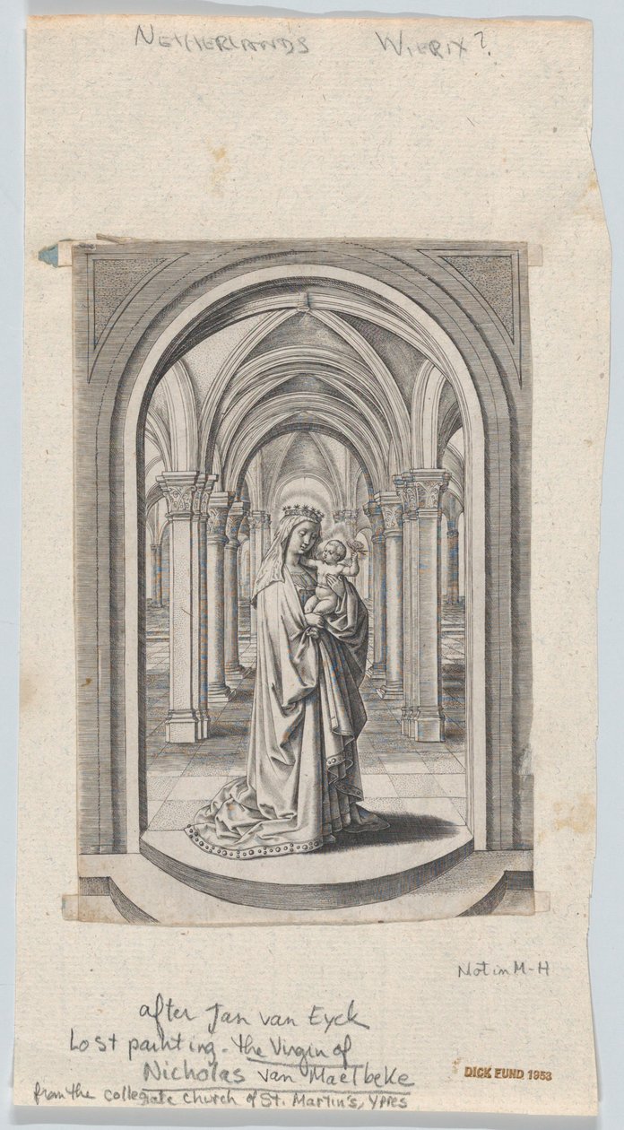 Virgen y Niño en una Iglesia, también conocida como la Virgen de Van Maelbeke de Circle of the Brothers Wierix.