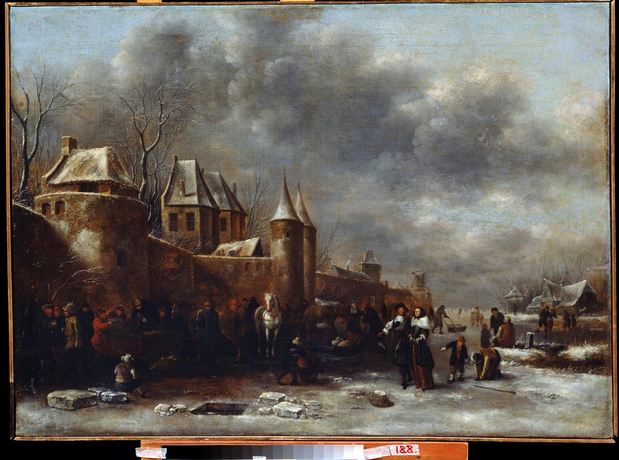 Chateau au bord de la riviere (Un castillo en la orilla del río). Pintura de Claes Molenaer (Klaes de Claes  Molenaer