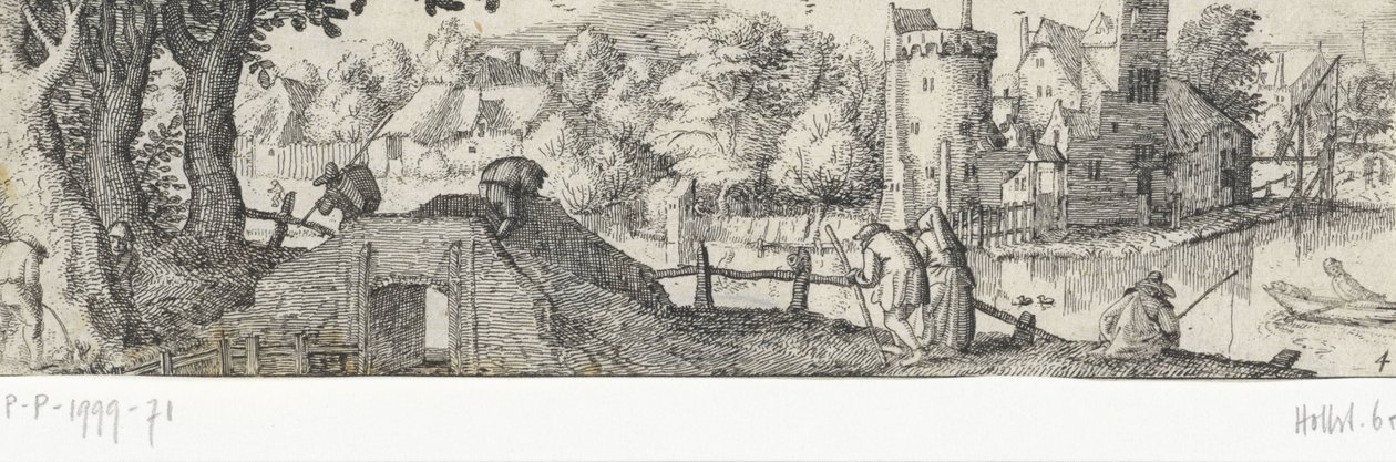 vista de un castillo Profesiones y rostros en Ámsterdam y sus alrededores (título de la serie) de Claes Jansz. Visscher (II) (attributed to)